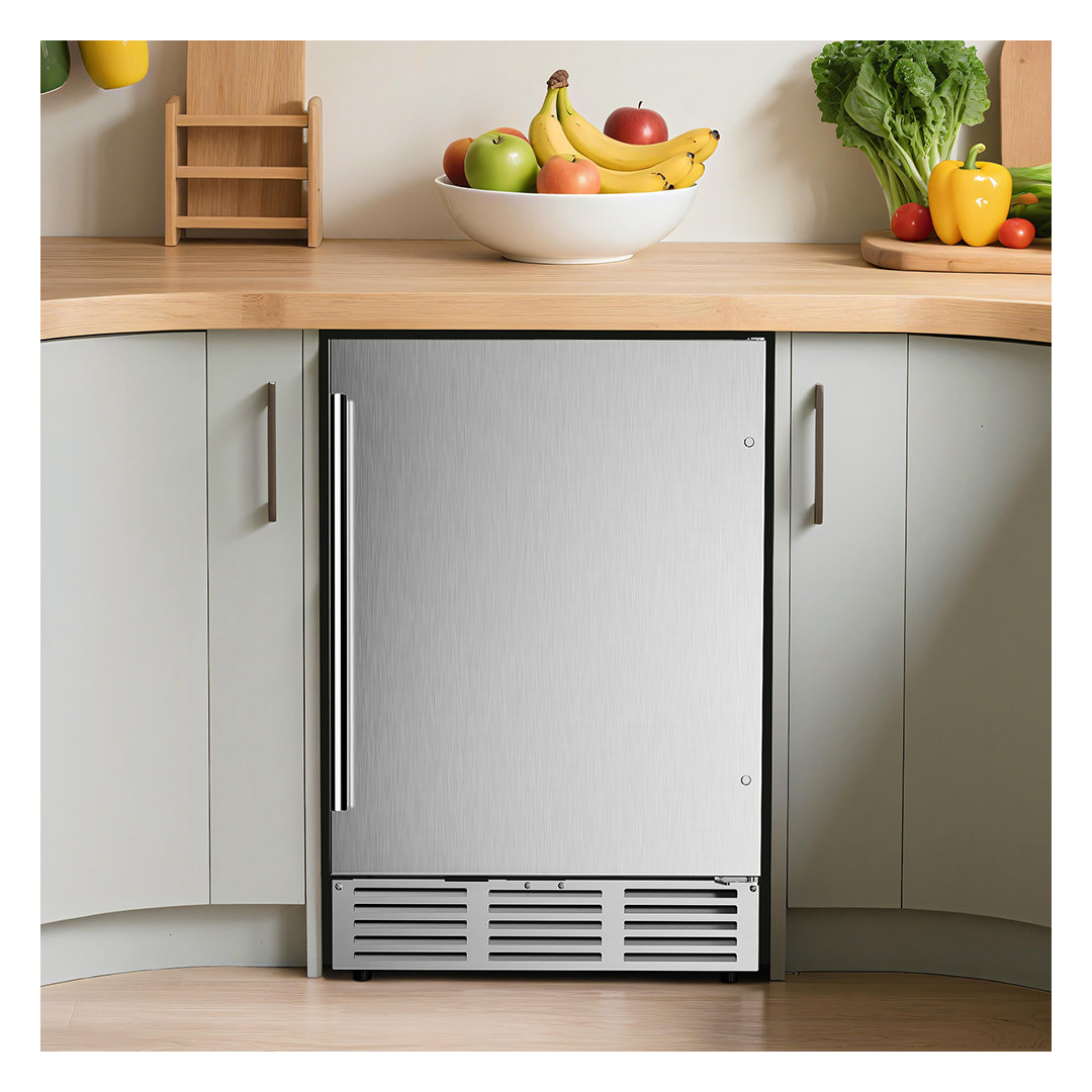 Simzlife 23.5'' W 180 Cans 5 Cu Ft Beverage Refrigerator - Freestanding/Built-In/Under Counter Cooler with Commercial-Grade Stainless Steel Door & Reversible Handle, Stores Beer, Wine, Drinks